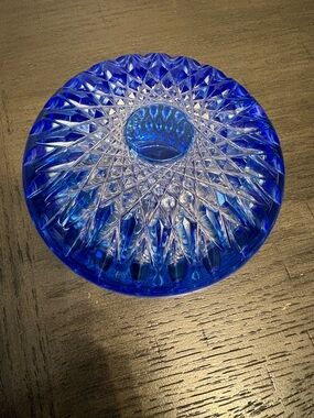 Blue Crystal Round Decorative Starburst Jewelry or Trinket Box